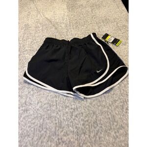 Nike Womens Running Shorts Black White Logo Dri Fit Standard Fit Size S NWT